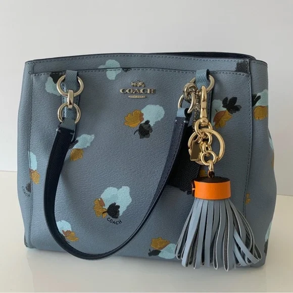 Coach Leather Crossbody Satchel Bag + Keychain - Picture 2 of 8